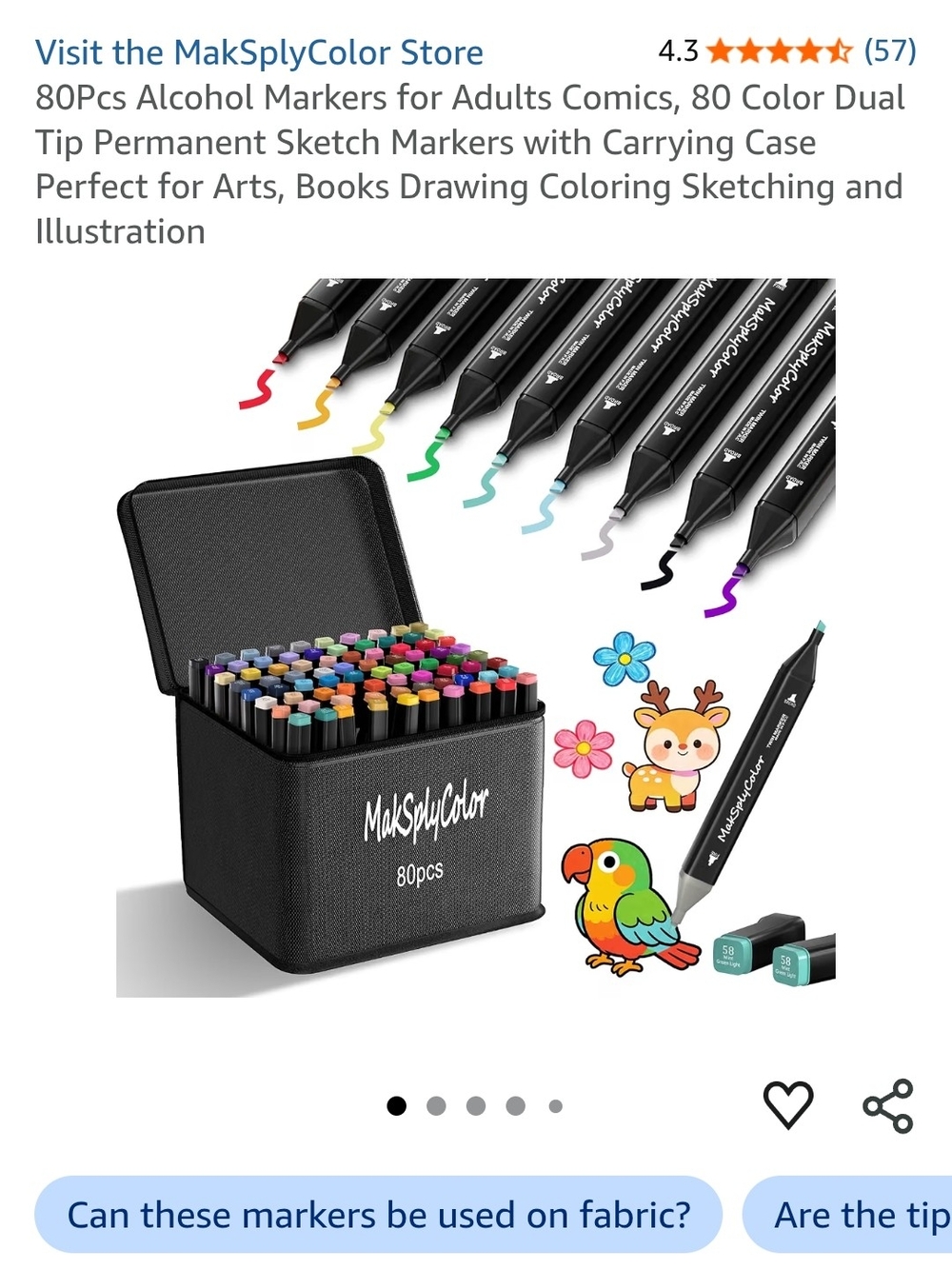 MakSplyColor 80pc Dual Tip Alcohol Markers - Multicolor Set
